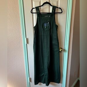 Vintage Eric Charles Green Cotton Overall Maxi Dress Size Small